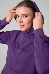 Custom Premium <b>Purple</b> Oversized Embroidered Front Women's Drop Shoulder Relaxed Fit High Street Hoodie Anti-Wrinkle Breathable - Product Image 2