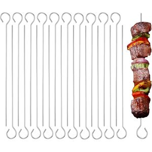 20 Spiedini Riutilizzabili in Acciaio Inox da 20 cm per Barbecue, Spiedini in Metallo per Forno, Accessori per Shish Kebab e BBQ - Product Image 1