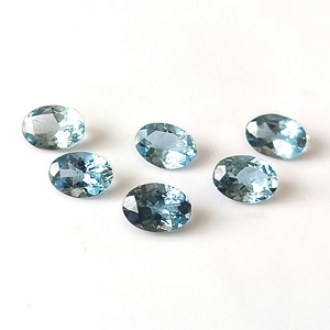 Aguamarina Natural de Santa María de Alta Calidad, Calibrada, Corte Ovalado de 7x5 mm, 3.60 Quilates, Facetada, 6 Piezas, Gema Suelta para Joyería - Product Image 1
