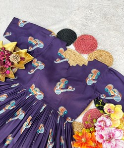 NUEVO Vestido de una pieza de algodón estampado para uso diario, precio al por mayor, prenda étnica, color morado - Product Image 4