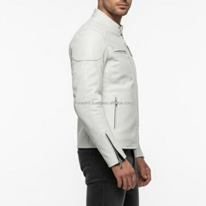 Veste de motard en cuir avec drapeau américain blanc et noir |   Blouson bomber vintage style Michael Hoban, drapeau américain, patriotique et très volumineux - Product Image 3