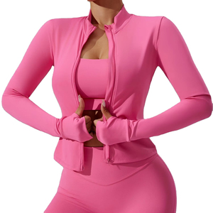 Manufacturer Gym Clothes Custom Logo Lightweight Four-Way Stretch Quick Dry Breathable Plus Size Zipper <b>Jacket</b> Long Sleeves - Product Image 4