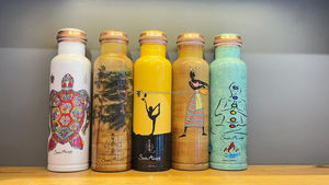 Botella de agua de cobre impresa al por mayor de la mejor calidad botella de agua de cobre puro de la India botella de bebida con - Product Image 5