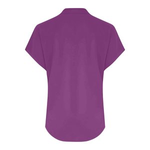Pull décontracté pour femme à col rond, boutonné sur le devant, manches courtes, en mélange de coton et élasthanne, grande taille, anti-plis, anti-boulochage, avec logo imprimé - Product Image 2