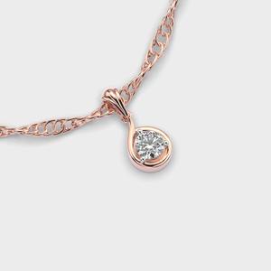 Elegante colgante de diamante redondo en forma de lágrima, oro amarillo/blanco y rosa de 9 quilates, joyería fina - Product Image 3