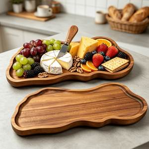 Bandeja de Servir Moderna de Madera Pulida Hecha a Mano, Color Personalizado, Ecológica y Duradera, Tabla para Quesos, Plato para Frutas y Bocadillos - Product Image 1
