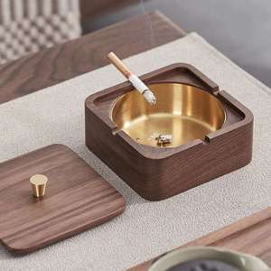 Cenicero de Madera Portátil y Duradero, Diseño Redondo y Cuadrado, para Hogar, Oficina, Hotel, Ecológico para Fumadores - Product Image 1