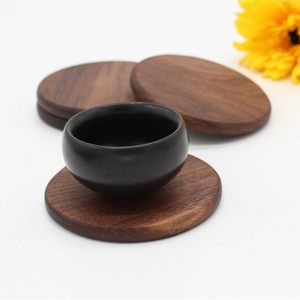 Stylish Cute Wooden Coasters Black Walnut Natural Wood Drink Coaster Modern <b>Table</b> Protection for Coffee <b>Table</b> Dining - Product Image 4