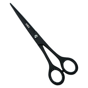 Ciseaux de barbier professionnels noirs de 17 cm, à lame droite, en acier inoxydable, 32 dents, pour salon et usage professionnel - Product Image 4