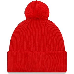 Gorro Unisex con Diseño Geométrico Chevron y Pompón, Negro, Rojo, Blanco, Gris, Gorro de Invierno con Borde, Gorro de Punto Informal para Adultos - Product Image 4