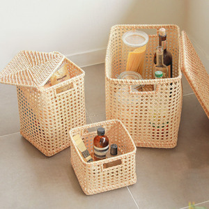 Large rattan box home <b>decor</b> <b>storage</b> pieces big sized braided <b>boxes</b> low price lidded basket - Product Image 6