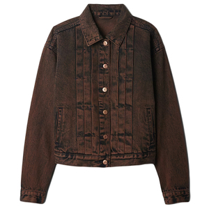 New Women's Winter Solid Vintage Washed <b>Cropped</b> Button Down Long Sleeve Collared Top for Casual Streetwear Fashion <b>Denim</b> <b>Jacket</b> - Product Image 1