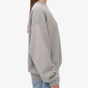 Hot Sale Grey Wholesale 300g Cotton Puff Silk Screen Printing Terry Crewneck Blank Plain Custom Women Sweatshirts Bulk B2b Order - Product Image 3