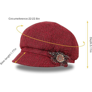 Casquette de mode en coton rouge avec accent floral brodé, style anglais, unisexe, pour toutes les saisons, chapeau décontracté 56-58CM - Product Image 3