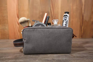 Custom Logo Waterproof Waxed Canvas Leather Dopp Kit Mens Travel Toiletry Bag Shaving Cosmetic Wash Organizer <b>Case</b> LCTB-0097 - Product Image 3