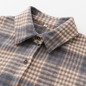 Chemise en flanelle à carreaux pour homme, manches longues, col rabattu, décontractée, respirante, 100% coton, manches longues, tissée, pour l'automne - Product Image 4