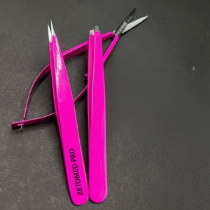 Pince à épiler de luxe rose vif en acier inoxydable de qualité supérieure, design moderne pointu et incliné, légère et écologique - Product Image 6