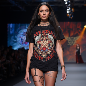 Camiseta Gráfica de Fiesta Gótica, Camiseta Urbana de Manga Corta de Algodón con Personalización OEM ODM - Product Image 2
