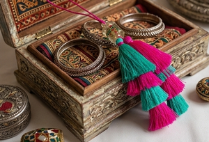 Colorful Tassel Fringe Decorative Hanging Ornament for <b>Car</b> <b>Mirror</b> 100% Polyester Multicolor Tassels with Beaded Top - Product Image 5