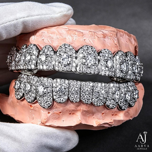 Grillz en argent sterling 925, ensemble complet, orné de diamants, plaqué or rose, bijoux dentaires hip-hop, design personnalisé - Product Image 1