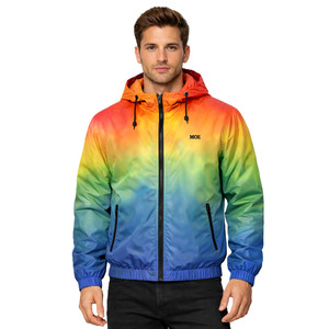 Veste coupe-vent streetwear personnalisée à dégradé pour hommes, logo personnalisé, veste de pluie légère en nylon, coupe-vent d'extérieur, vente en gros, MOQ - Product Image 5