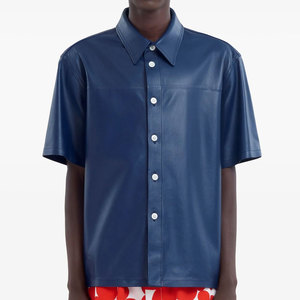 Chemise en cuir pour homme, style classique, couleur unie, en cuir d'agneau, cadeau pour homme, chemises en cuir de mouton véritable faites à la main - Product Image 3