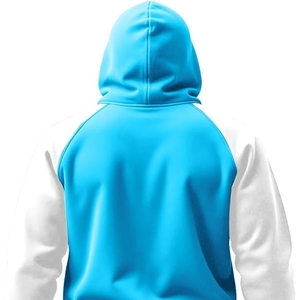 Sweat-shirt à capuche pour homme, manches raglan, couleur unie, polaire, style décontracté, coupe classique, tricoté, bleu, manches blanches - Product Image 6
