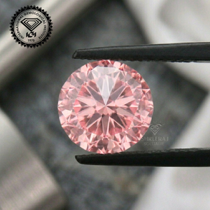 Diamants ronds brillants cultivés en laboratoire, 0,50 carat, couleur rose vif fantaisie, excellente taille, pour la fabrication de bijoux - Product Image 2