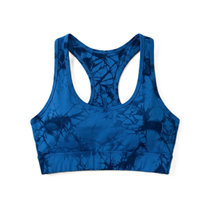 Conjunto Deportivo Tie Dye Azul para Mujer, Brasier Deportivo de Punto, Spandex, Poliéster, Transpirable, de Secado Rápido, Elástico, Ropa Deportiva, Ropa de Gimnasio, Yoga, Brasier y Leggings - Product Image 2