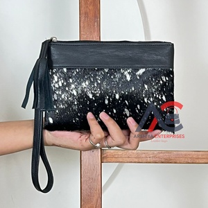 Luxury Hair-on Metallic Genuine Cowhide Leather Clutch Wallet Premium Pattern Wristlet Purse Organizer Perfect for Cash & Card - Product Image 1