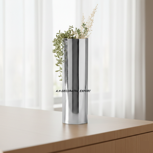 Modern Polished Silver Stainless Steel <b>Cylinder</b> <b>Vase</b>-Eco-Friendly Wedding Decorative <b>Vase</b> for Home & Office - Product Image 4
