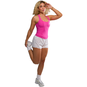 Womens Seamless Support Tank Canary Pink <b>Built</b> <b>In</b> <b>Bra</b> Low Impact Stretch Fit Yoga Gym Training Activewear <b>Top</b> - Product Image 4