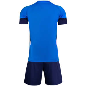 Ensemble maillot et short de football bleu pour homme, en polyester respirant, uniforme adulte - Product Image 2