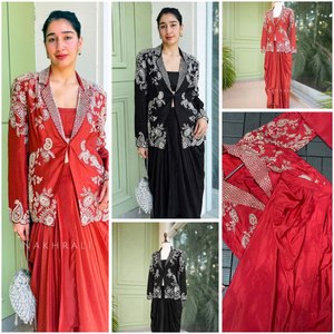 Nouvelle Tendance : Dhoti Réversible Moderne pour Femme, Tenue Décontractée avec Koti en Crêpe Satiné Lourd, Taille 42 Pouces, Longueur 40 Pouces - Product Image 6