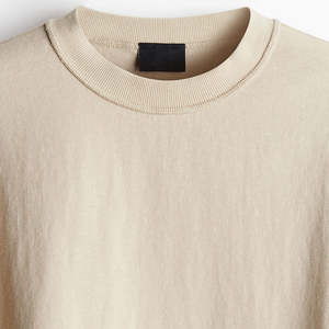 T-shirt unisexe beige à col rond surdimensionné, 100% coton, coupe décontractée, impression numérique, logo personnalisé - Product Image 6
