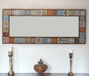 Espejo de cuerpo entero de azulejos turcos hechos a mano – Decoración de pared estilo bohemio - Product Image 2