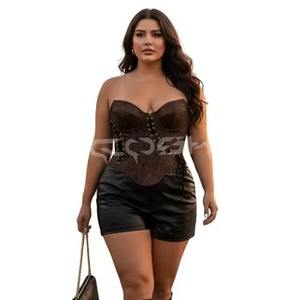 Corsé de Cuero Auténtico Hecho a Mano con Pelo de Vaca y Varillas de Acero, con Cierre Trasero Ajustable - Product Image 3