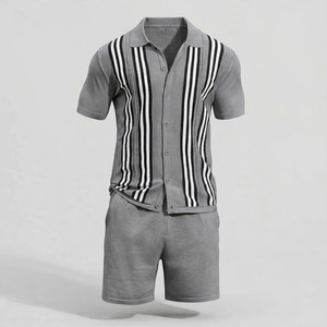 2026 Wholesale Summer Men's Casual Shorts <b>Set</b> Plain Color Solid 100% Cotton Jersey Quick Dry Knitted Customized Logo <b>Twin</b> <b>Set</b> - Product Image 2