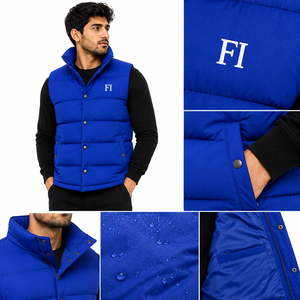 Gilet matelassé pour homme, sans manches, rembourré, col montant, chaud, pour l'extérieur, vente en gros, OEM, personnalisé, B2B - Product Image 5