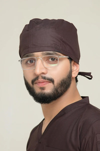 Ensemble de blouses médicales bleues pour hommes, haut à col en V et pantalon cargo à poches, uniforme d'hôpital en tissu tissé coton-polyester, détection des aiguilles - Product Image 6