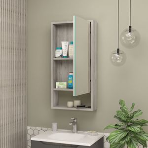 Armadietto Portamedicinali Rettangolare Burlington Grigio Chiaro con Specchio, Elegante Mobile da Bagno - Product Image 2