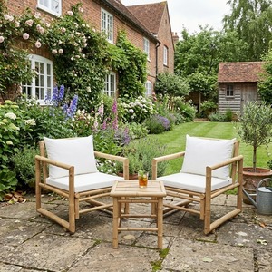 Ensemble de chaises pliantes en bambou de haute qualité, meubles de jardin en bambou, chaises de jardin avec table pour la maison, la station balnéaire, décoration bohème - Product Image 4