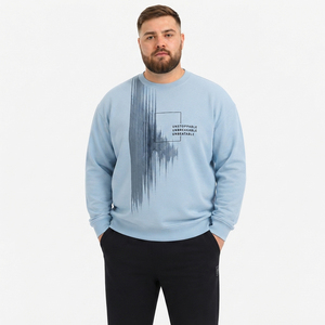 Sweat-shirt imprimé à manches longues en molleton bouclette pour homme grande taille – Haut d'hiver à col rond pour homme – T-shirt en polaire imprimé pour homme - Product Image 2