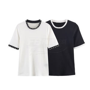 Camiseta de Mujer 2026, Primavera, Corte Holgado, Casual, Cuello Redondo, Manga Corta, Poliéster, Encaje, Logotipo, Secado Rápido - Product Image 1