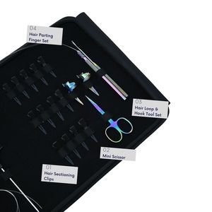 Hair Extension Tools Kit Microbeads Crimping Remover Plier Pulling Hook Loop Wire Tool Scissors Styling Sectioning Clips Finger - Product Image 4