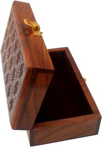 Caja de Almacenamiento de Joyas de Madera UNIVERSAL OVERSEAS con Tapa Abatible, Regalos Artesanales Naturales, Decorativa, para Guardar Objetos en el Hogar, Capacidad Personalizada UO-WJB-0022 - Product Image 5