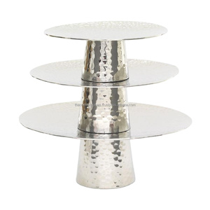 Cake Display Stand <b>Adjustable</b> Single Double Three Tier Cake Stand Hammered Nordic Base Stainless Steel Material - Product Image 1