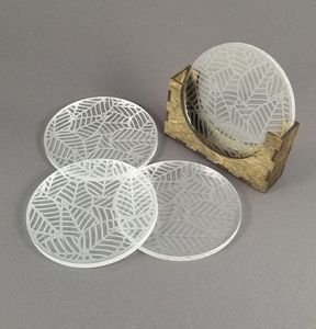 Custom Minimalist <b>Clear</b> Acrylic Coasters Transparent Drink Coaster Set Heat Resistant Scratch Proof Laser Cut for Home Office - Product Image 5