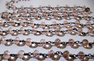 Perles facettées rondes en quartz rose 6 mm, chaîne en hydro-quartz - Product Image 4