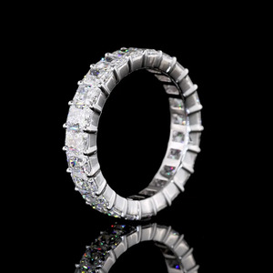 Anillo de compromiso y boda de diamante cultivado en laboratorio con corte radiante, banda completa, en oro de 10K, 14K, 18K, plata 925, 935, con baño de rodio, joyería de regalo. - Product Image 4
